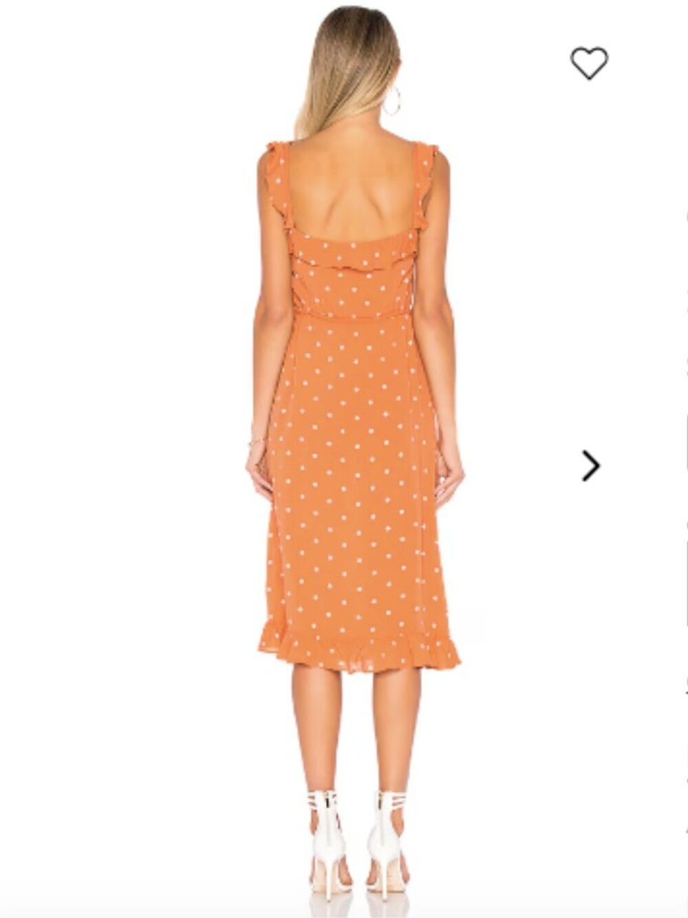 For Love and Lemons Natalia Midi Polka Dot Orange Saffron Dress XS - Picture 7 of 16